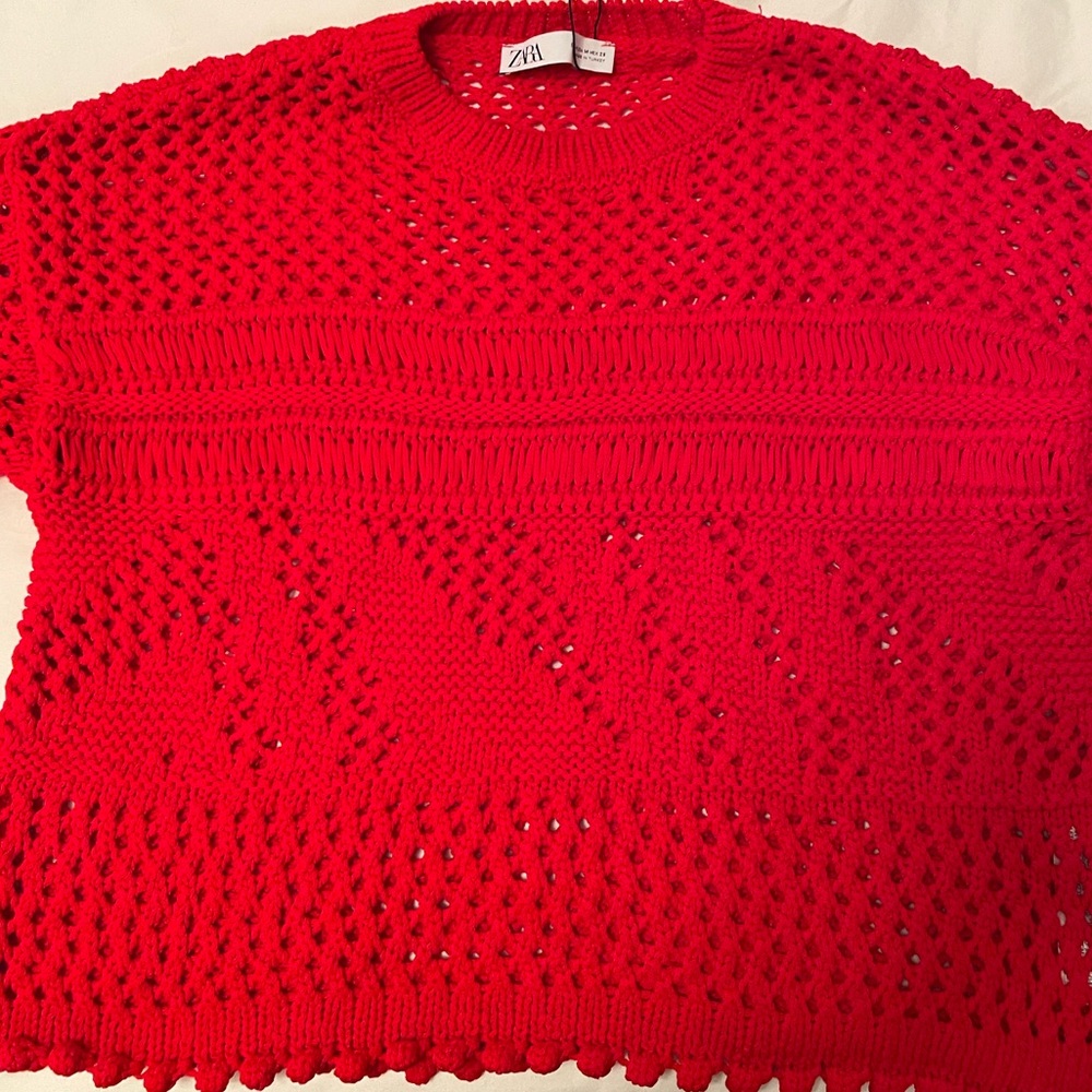Zara cropped red sweater